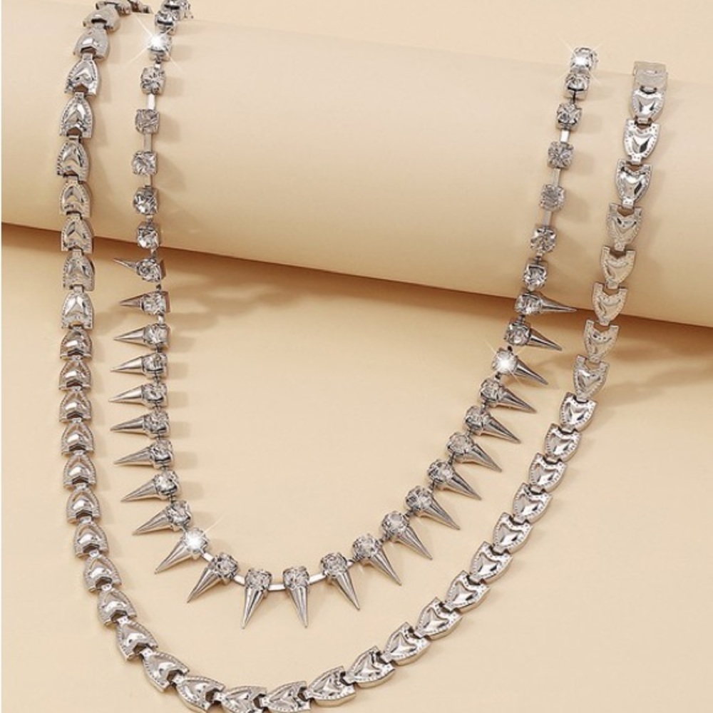 Rivet Rhinestone Necklace - Picture 3 of 3